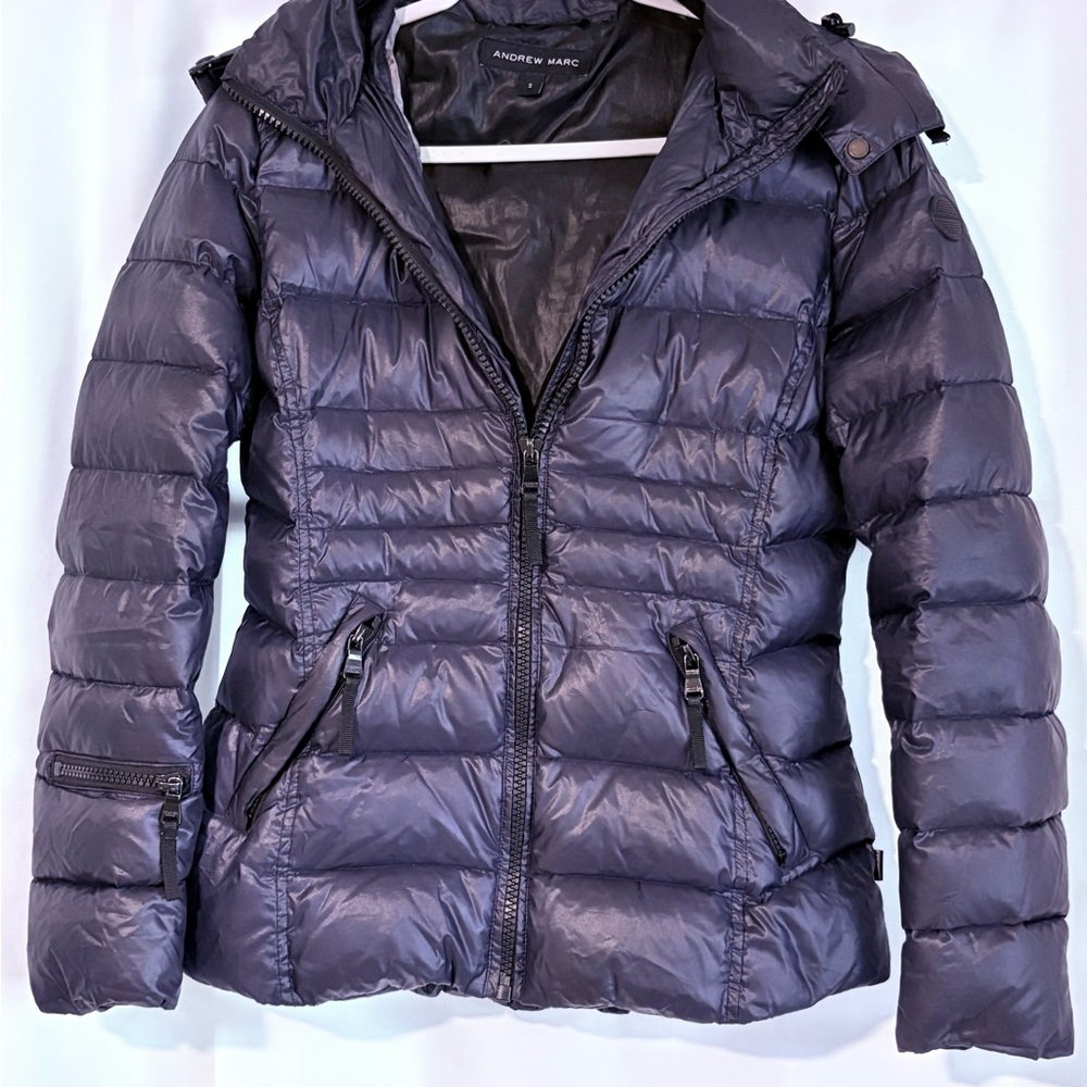 Andrew Marc Women's Navy Puffer Jacket